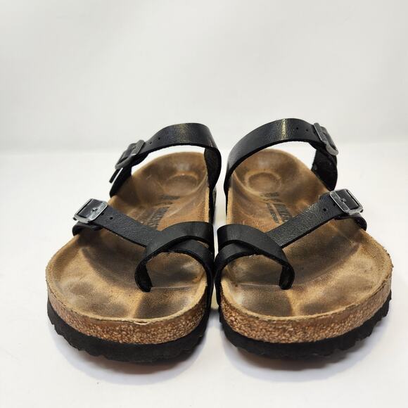 Birkenstock Mayari Black Birko Flor Slip On Sandal Size 38 US Women 7 Toe Loop - Picture 3 of 8